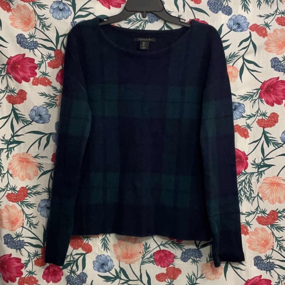 Tahari Navy and Gray top